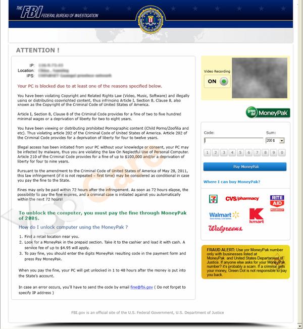 Virus del FBI mostrando modo seguro