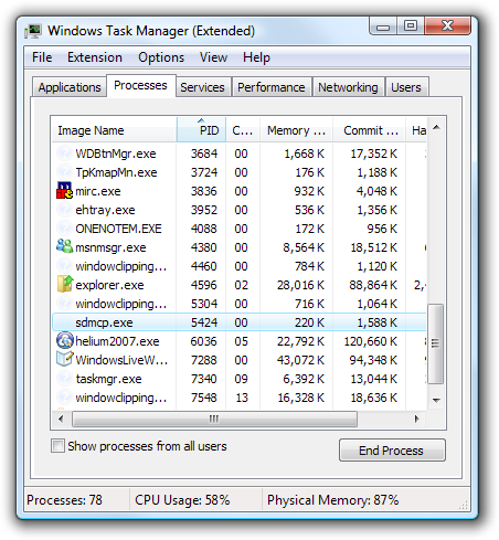 Useless Processes In Task Manager Vista