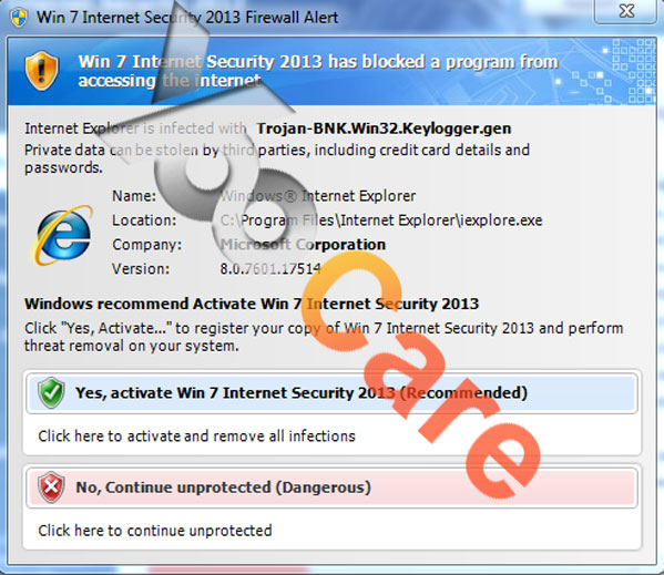 Win 7 Internet Security 2013 Firewall Alert