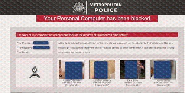 Metropolitan Police Virus - Your Personal Computer has been blocked