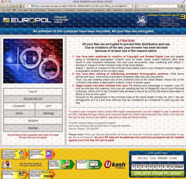 Europol Virus locked browser on mac