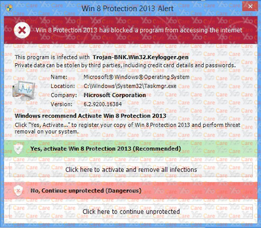 Win 8 Protection 2013 Alert