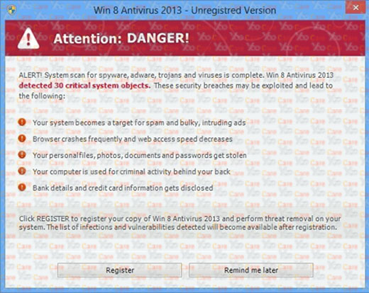 Win8 Antivirus 2013 Unregistered Version