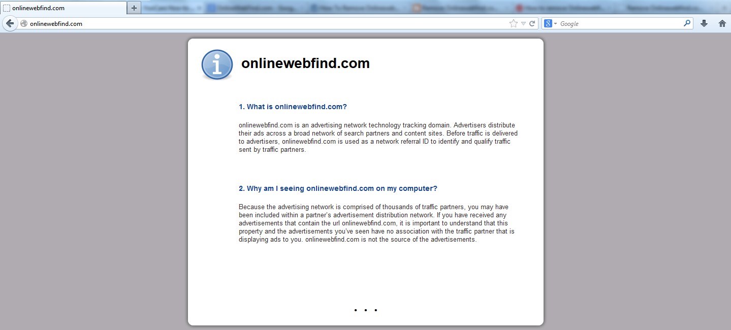 OnlineWebFind.com Adware