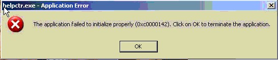 Helpctr.exe application error