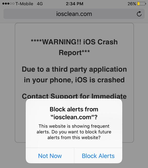 Warning iOS Crash Report