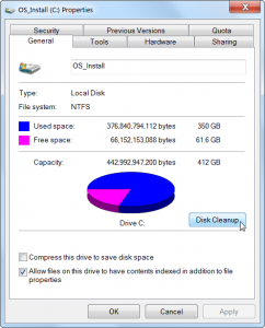 disk properties window