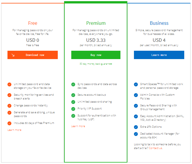 dashlane pricing