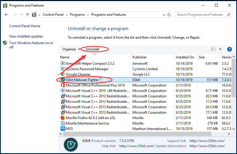 how do i uninstall iobit