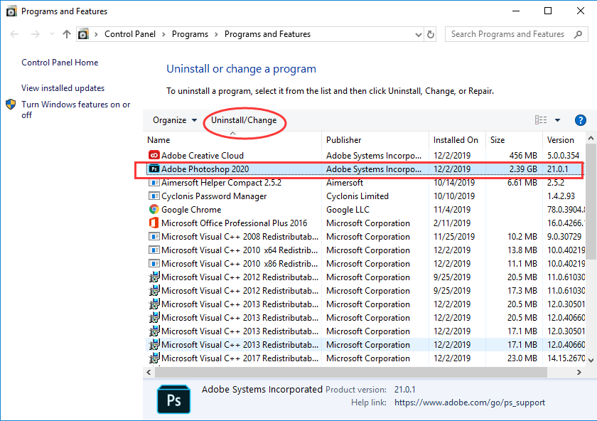 photoshop uninstaller