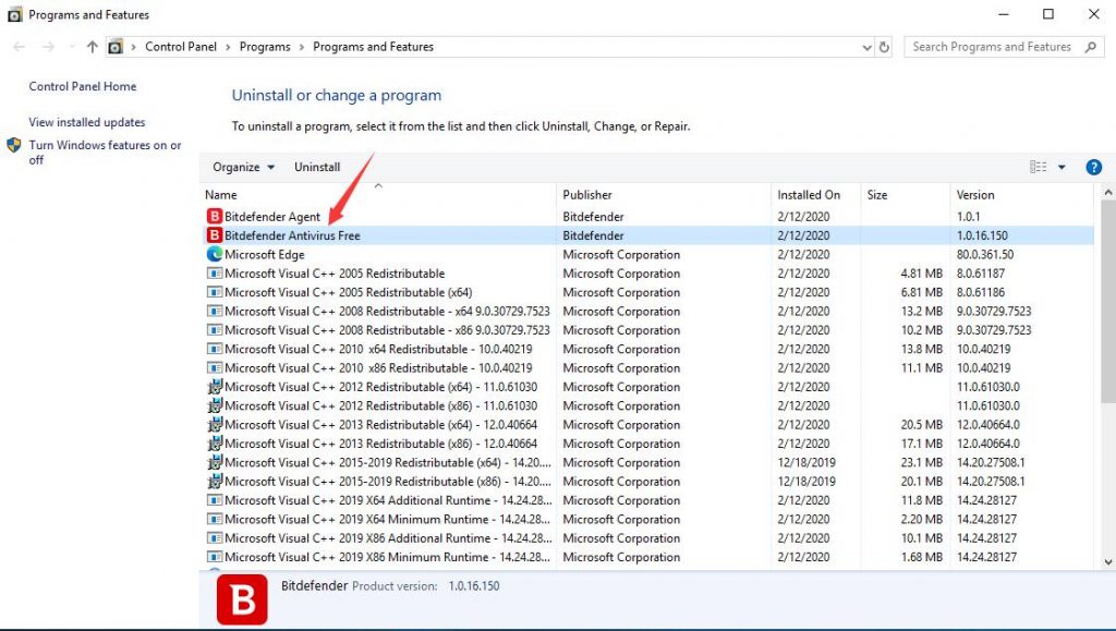 bitdefender uninstall tool windows 10