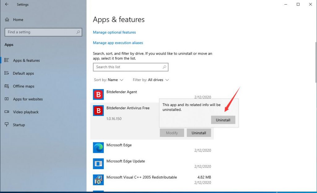 uninstaller for bitdefender antivirus