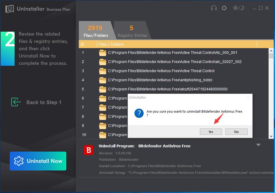 uninstall bitdefender windows 10