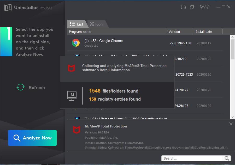 uninstall mcafee total protection